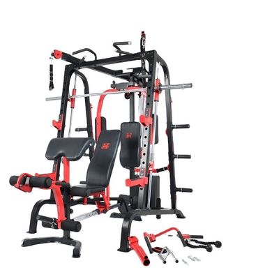 Unisex Training Gym Squat Rack with Pull-up Parallel Bars in Black and Red
