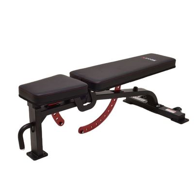 Sit Up Bench Exercise Equipment with Metal Frame and Red Adjustable Backrest