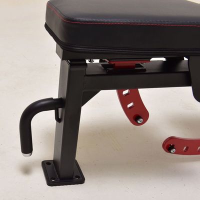 Sit Up Bench Exercise Equipment with Metal Frame and Red Adjustable Backrest
