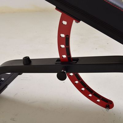 Sit Up Bench Exercise Equipment with Metal Frame and Red Adjustable Backrest