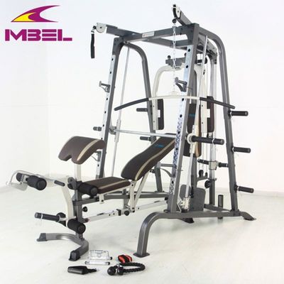 Improve Your Workout Routine with Grey/Black Commercial Smith Machine and Bench Press