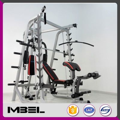 Improve Your Workout Routine with Grey/Black Commercial Smith Machine and Bench Press