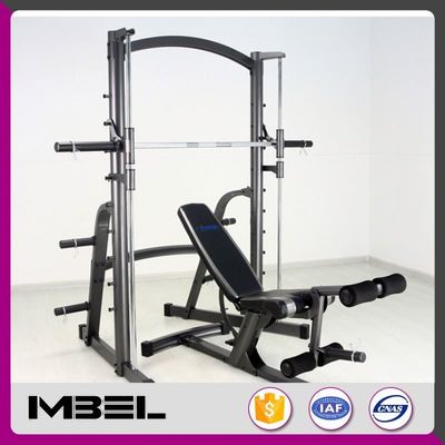 Improve Your Workout Routine with Grey/Black Commercial Smith Machine and Bench Press