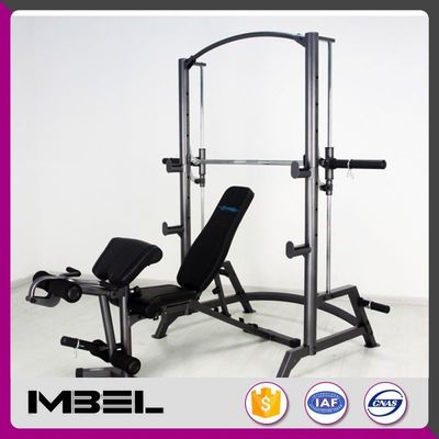 Improve Your Workout Routine with Grey/Black Commercial Smith Machine and Bench Press