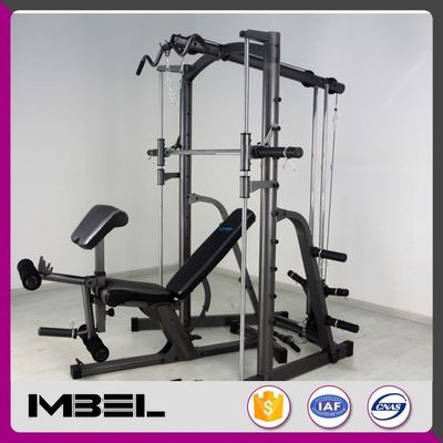Improve Your Workout Routine with Grey/Black Commercial Smith Machine and Bench Press