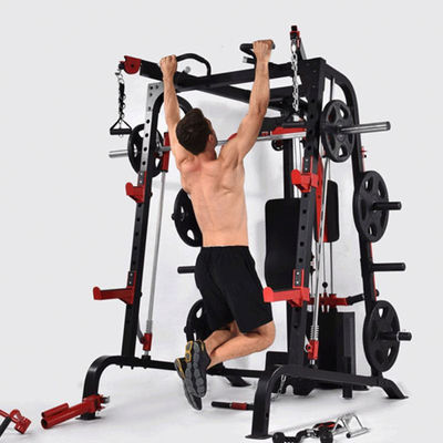 Gym Equipment Grey/Black Multi Function Smith Machine With Weight Stack For Home