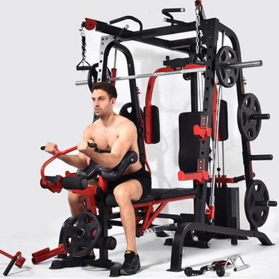 Gym Equipment Grey/Black Multi Function Smith Machine With Weight Stack For Home