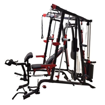 Unisex Training Gym Squat Rack with Pull-up Parallel Bars in Black and Red