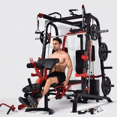 Unisex Training Gym Squat Rack with Pull-up Parallel Bars in Black and Red