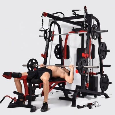 Unisex Training Gym Squat Rack with Pull-up Parallel Bars in Black and Red