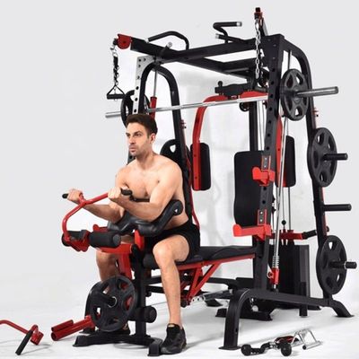 Unisex Training Gym Squat Rack with Pull-up Parallel Bars in Black and Red