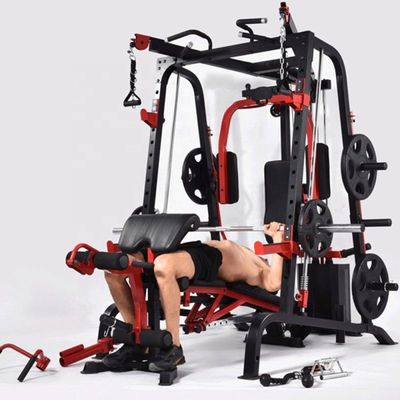 Unisex Training Gym Squat Rack with Pull-up Parallel Bars in Black and Red