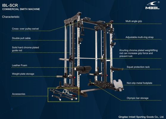Bodybuilding Multi Functional Pull Up Bar Smith Machine Squat Rack with Cable Pulley